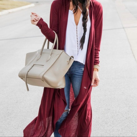 ✨LAST ONE✨Waterfall draped Burgundy long duster - Picture 8 of 8